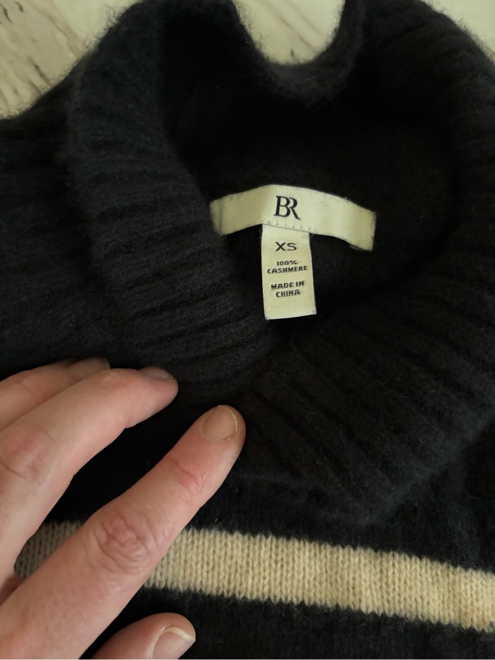 BR Black & Cream Cashmere Turtleneck Sweater